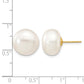 12- Button Freshwater Cultured Pearl Stud Post Earrings - WBC