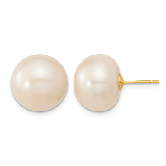 13- Button Freshwater Cultured Pearl Stud Post Earrings - WBC