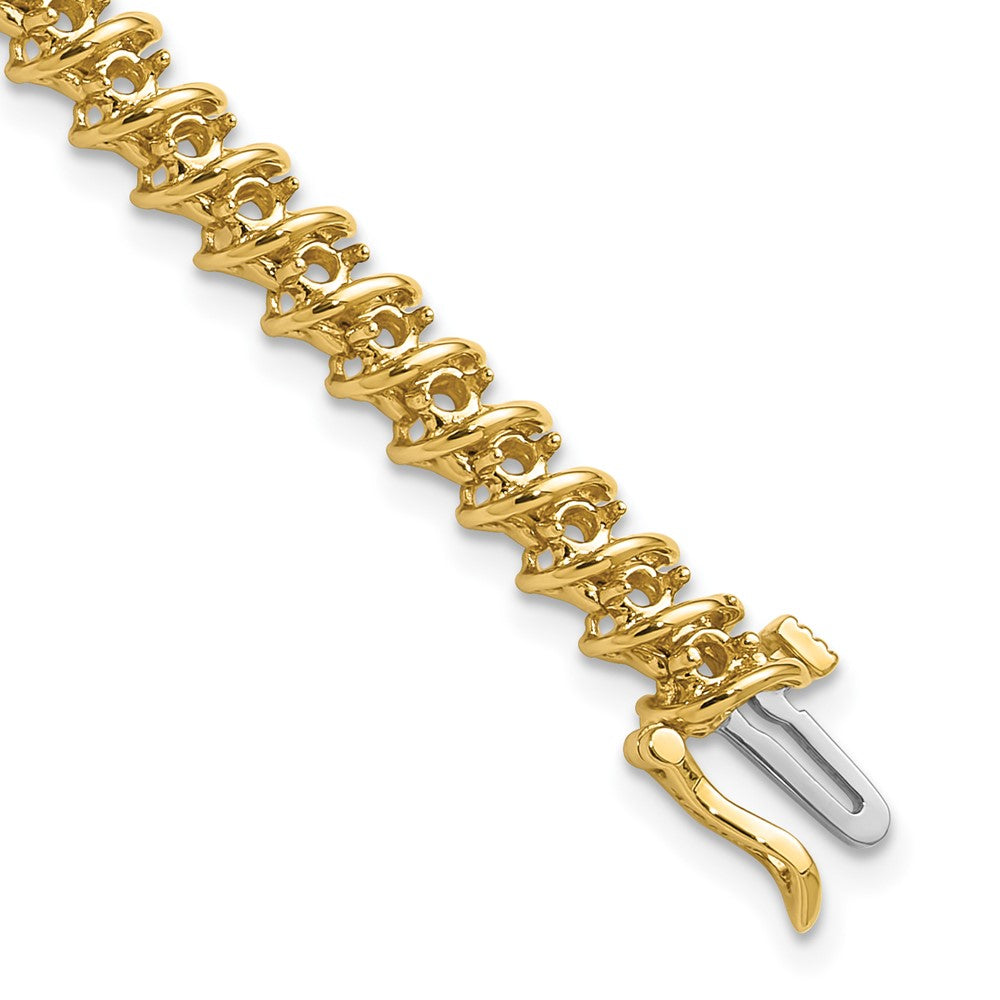 Holds 1.95 carat 50- Round Diamond Fancy Spiral Tennis Bracelet Mounting - WBC
