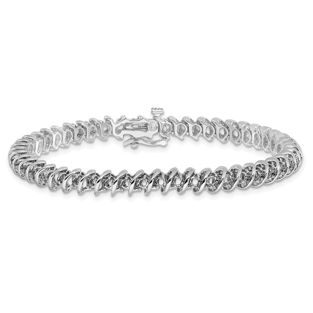 Holds 1.95 carat 50- Round Diamond Fancy Spiral Tennis Bracelet Mounting - WBC