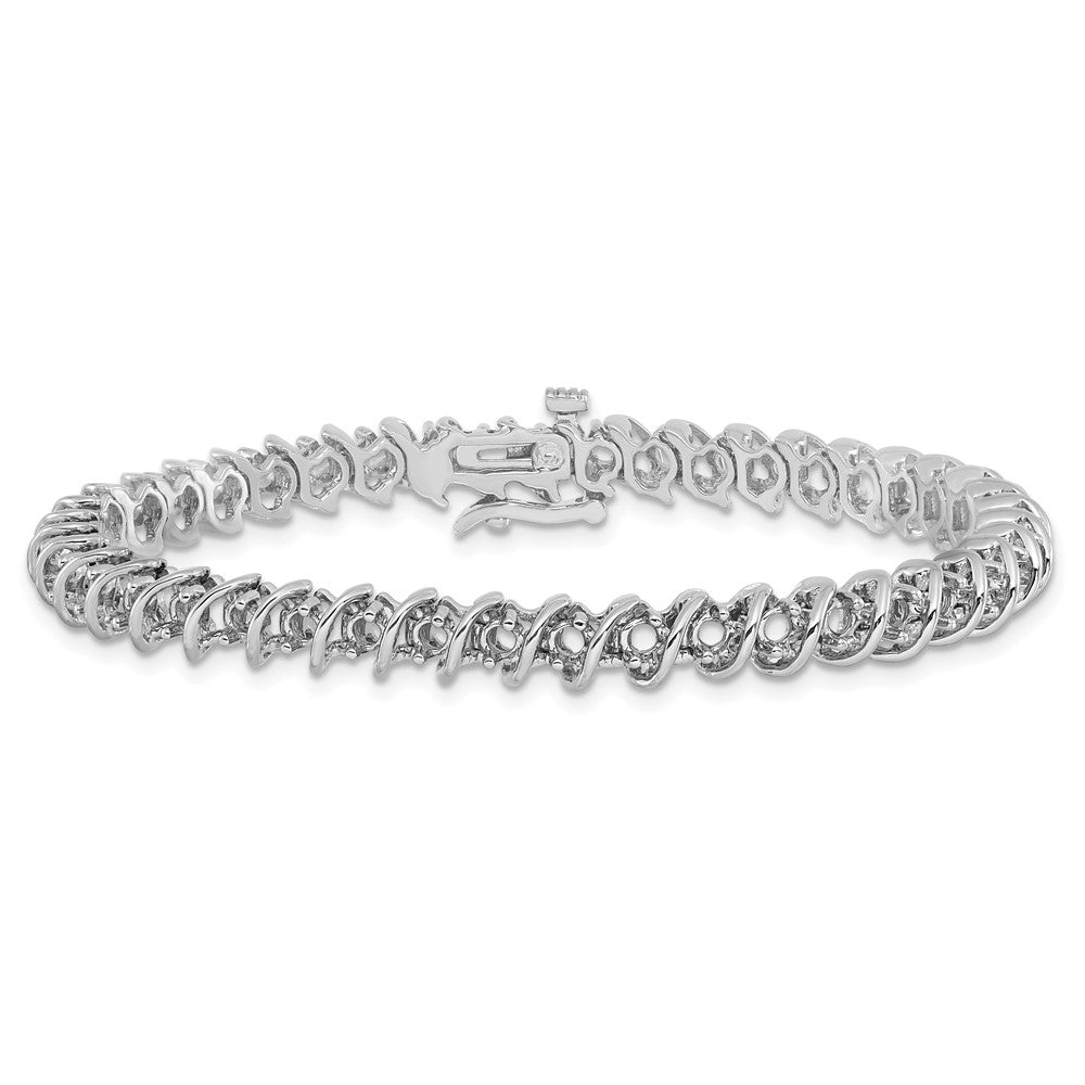Holds 2.25 carat 43- Round Diamond Fancy Spiral Tennis Bracelet Mounting - WBC