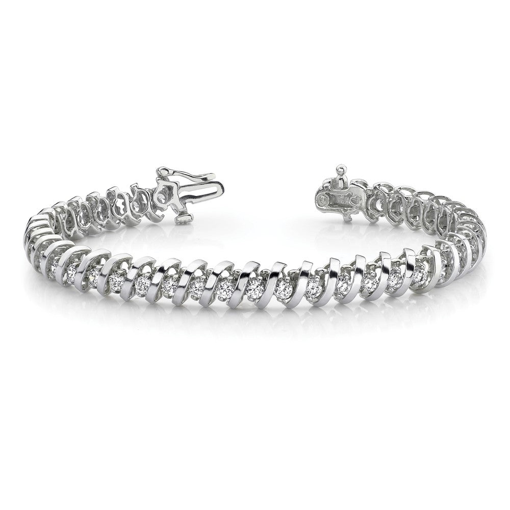 Holds 3.31 carat 42- Round Diamond Fancy Spiral Tennis Bracelet Mounting - WBC