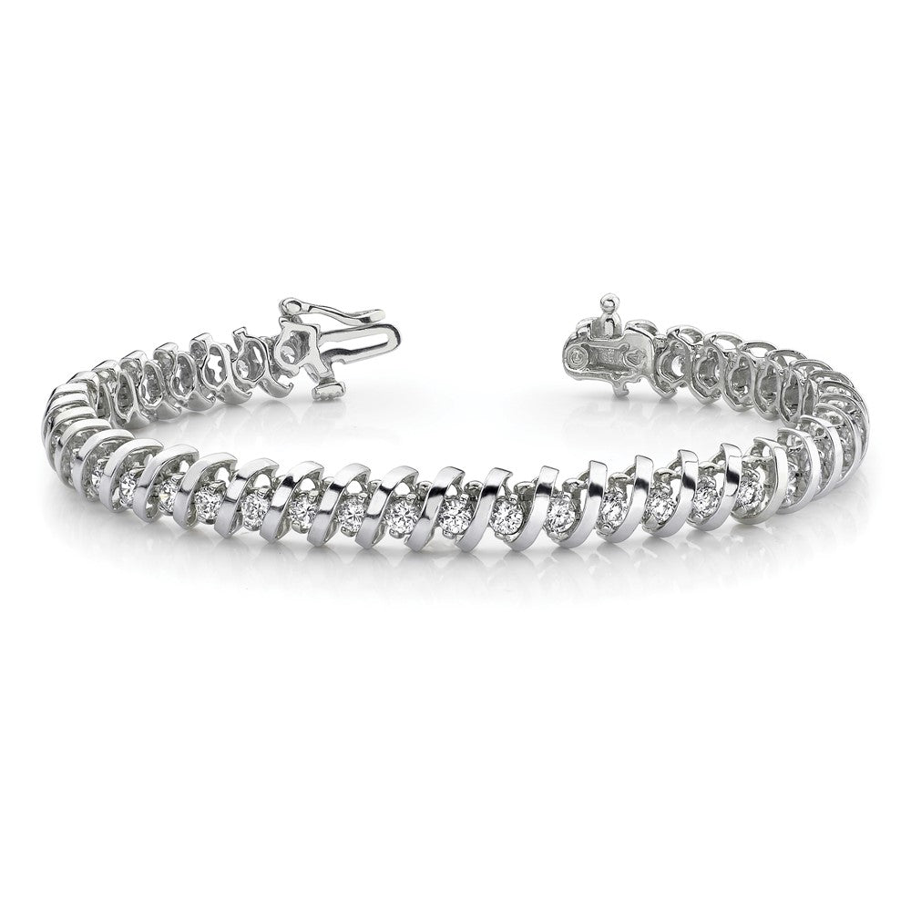 Holds 5 carat 36- Round Diamond Fancy Spiral Tennis Bracelet Mounting - WBC