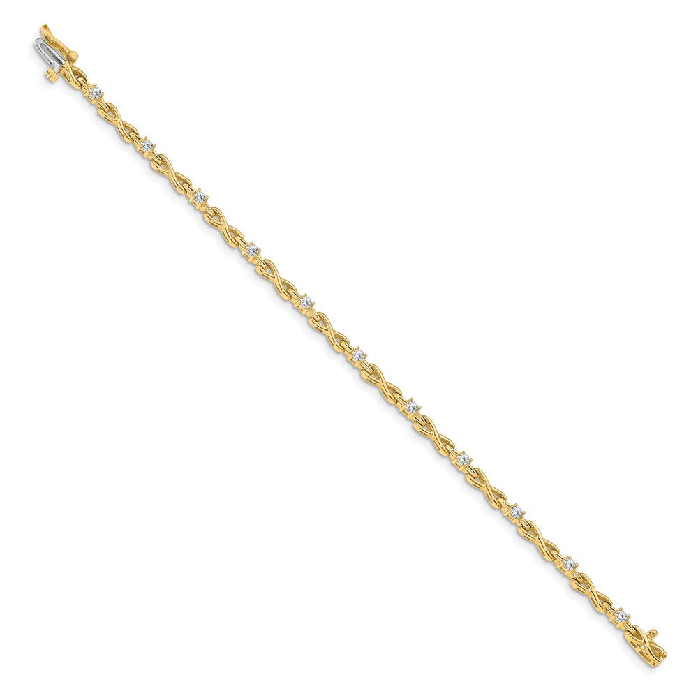 Holds 1/2 carat 11- Round Diamond 4-prong X-design Tennis Bracelet Mounting - WBC