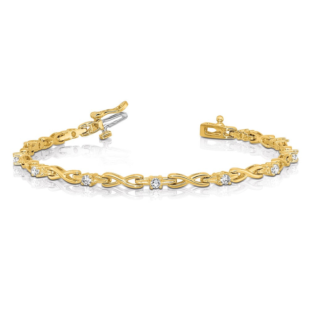 Holds 1/2 carat 11- Round Diamond 4-prong X-design Tennis Bracelet Mounting - WBC