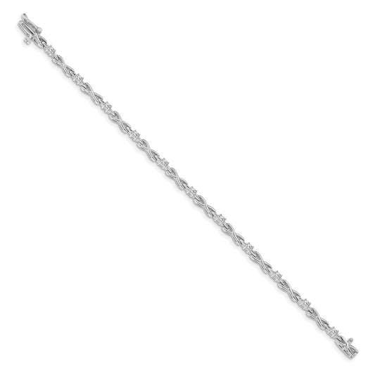 Holds 1/2 carat 11- Round Diamond 4-prong X-design Tennis Bracelet Mounting - WBC