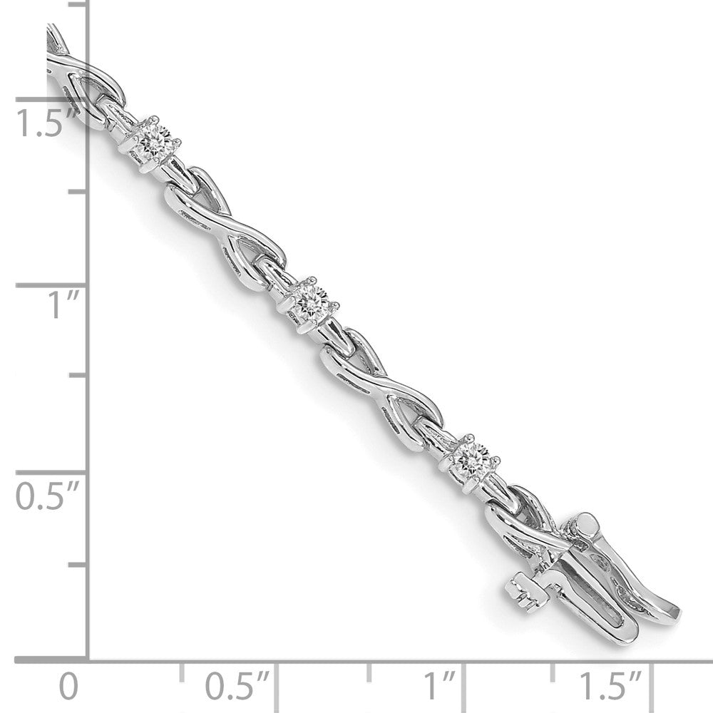 Holds 1/2 carat 11- Round Diamond 4-prong X-design Tennis Bracelet Mounting - WBC