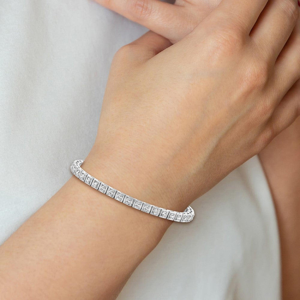 Holds 3.75 carat 37- Round Diamond 4-prong Tennis Bracelet Mounting - WBC