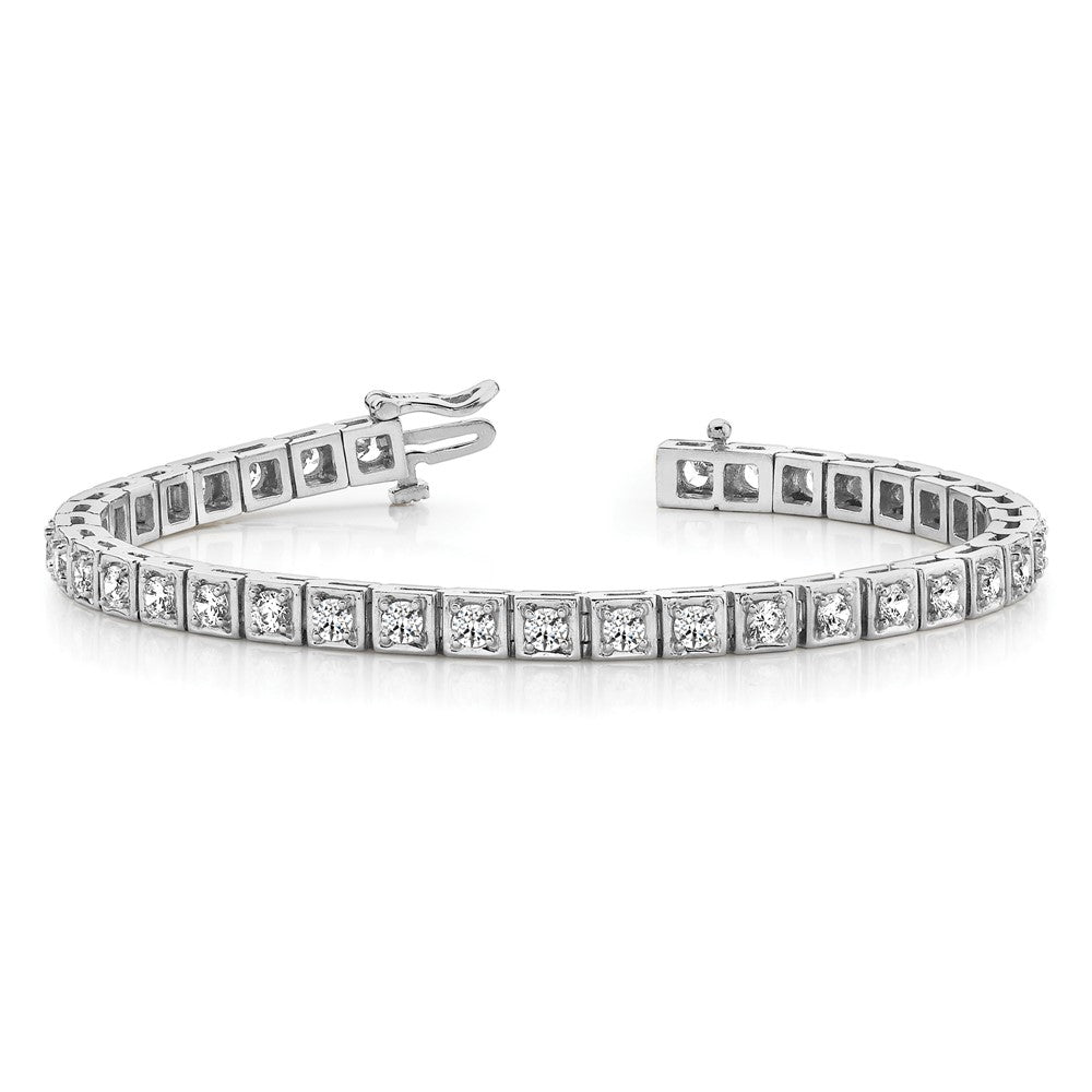Holds 5.1 carat 34- Round Diamond 4-prong Tennis Bracelet Mounting - WBC