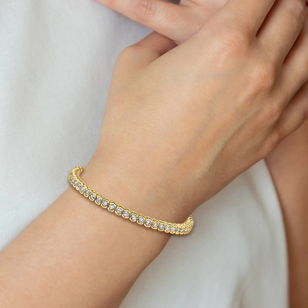 Holds 3.5 carat 60- Round Diamond Half-Bezel Tennis Bracelet Mounting - WBC