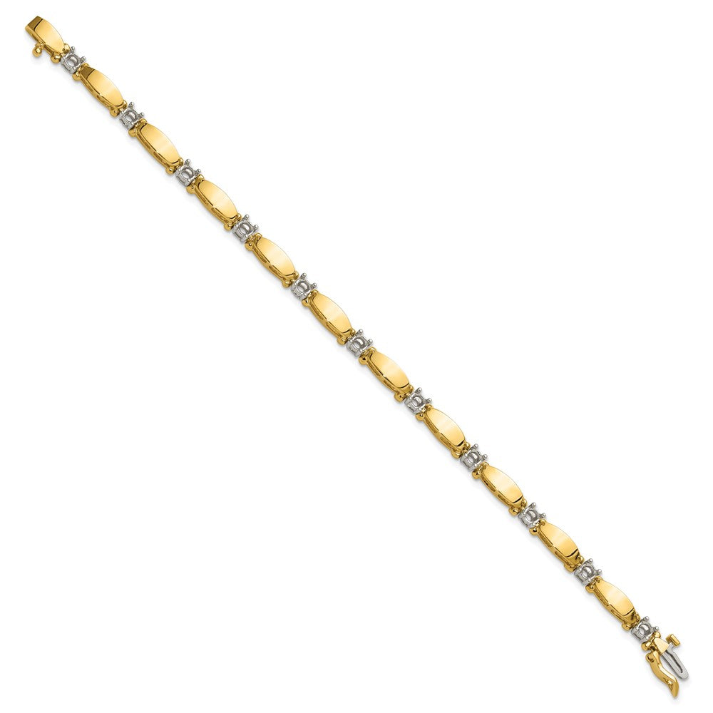Two-tone Holds 1.87 carat 11- Round Diamond Curved Bar Link Tennis Bracelet Mounting - WBC