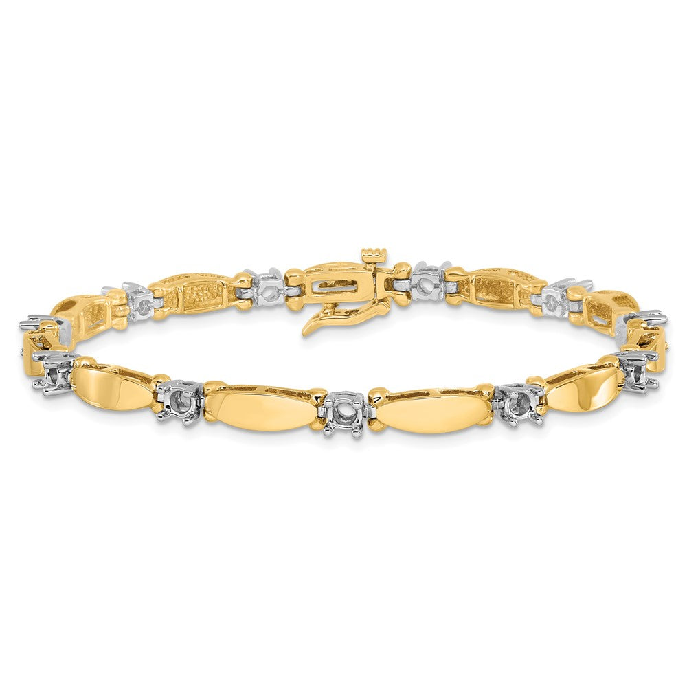 Two-tone Holds 1.87 carat 11- Round Diamond Curved Bar Link Tennis Bracelet Mounting - WBC
