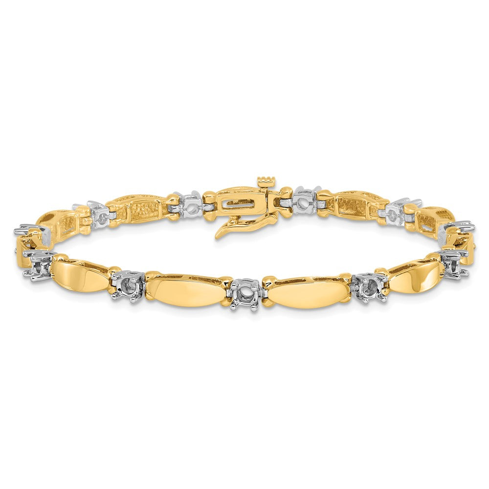 Two-tone Holds 1.87 carat 11- Round Diamond Curved Bar Link Tennis Bracelet Mounting - WBC