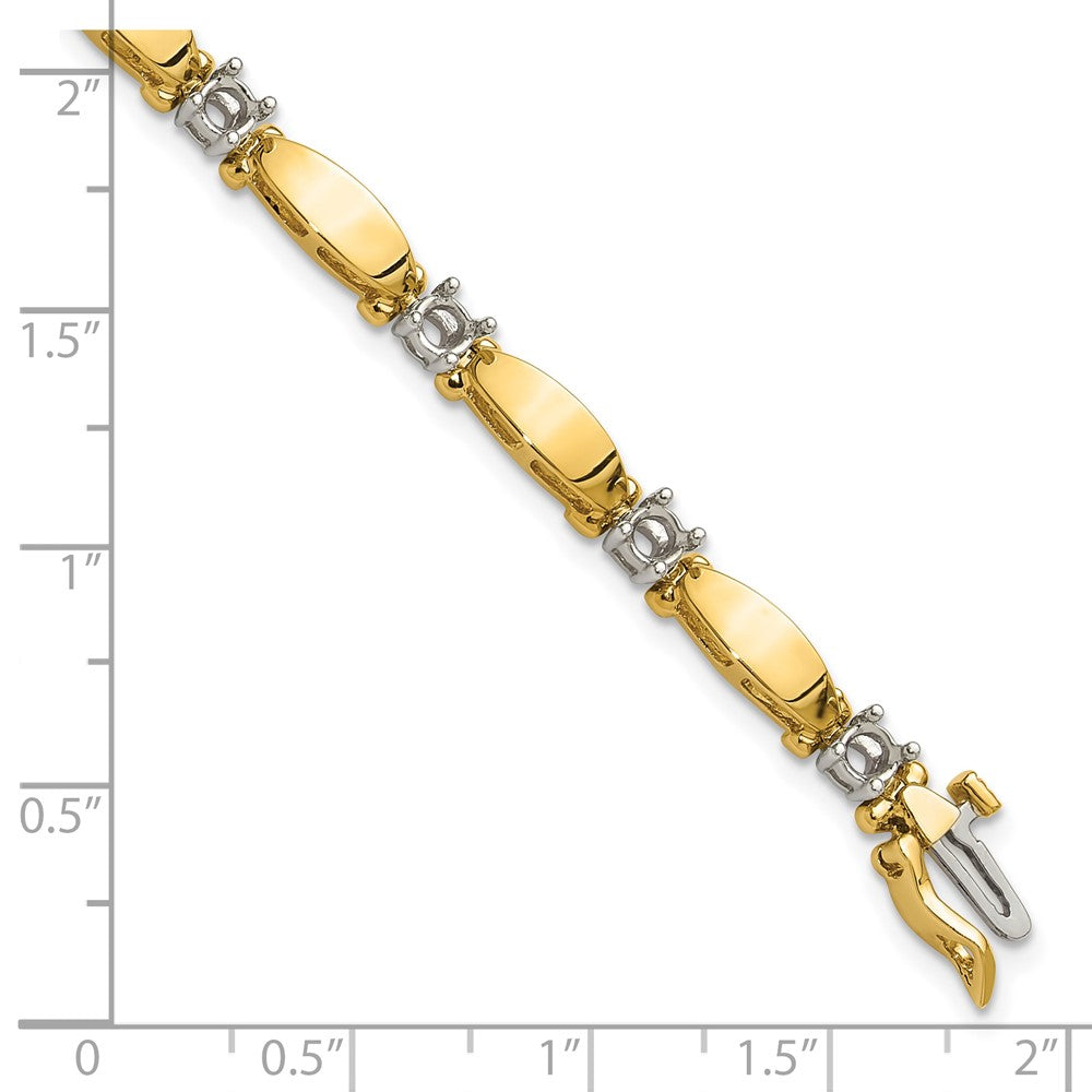 Two-tone Holds 1.87 carat 11- Round Diamond Curved Bar Link Tennis Bracelet Mounting - WBC