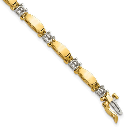 Two-tone Holds 1.87 carat 11- Round Diamond Curved Bar Link Tennis Bracelet Mounting - WBC