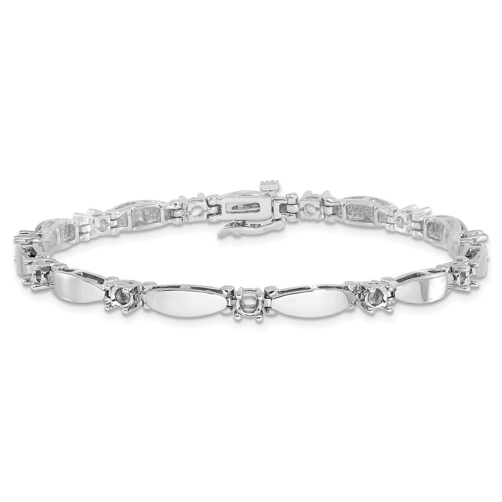 Holds 1.87 carat 11- Round Diamond Curved Bar Link Tennis Bracelet Mounting - WBC
