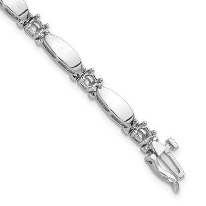 Holds 1.87 carat 11- Round Diamond Curved Bar Link Tennis Bracelet Mounting - WBC