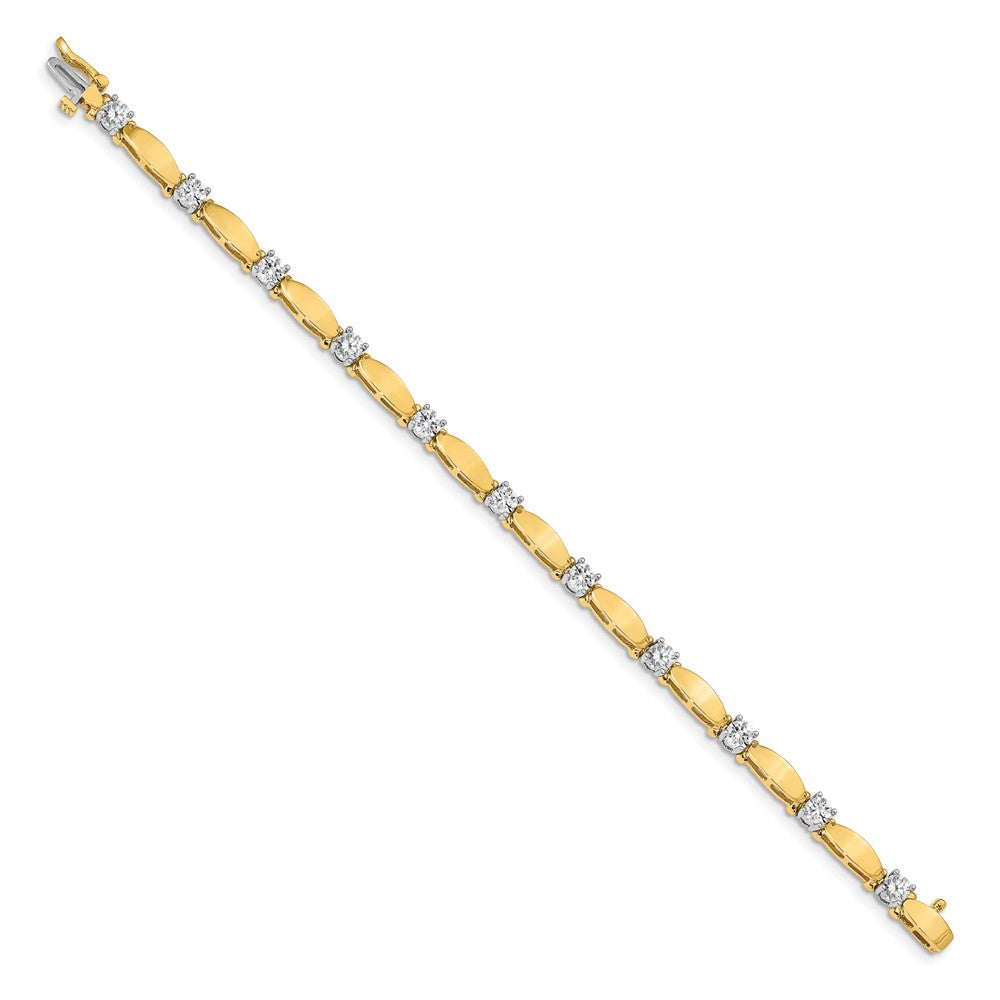 Two-tone Holds 2.75 carat 11- Round Diamond Curved Bar Link Tennis Bracelet Mounting - WBC