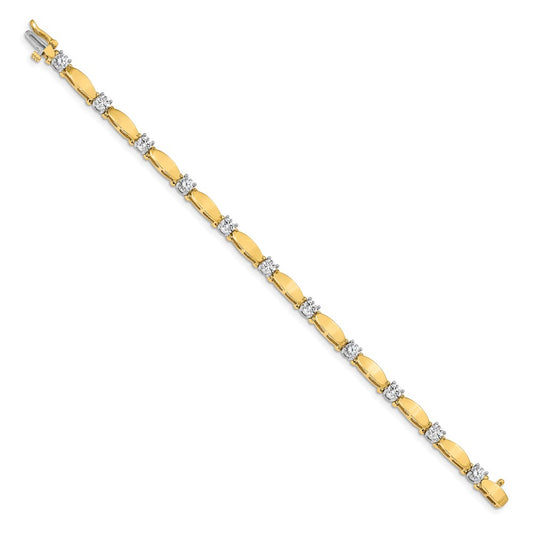 Two-tone Holds 2.75 carat 11- Round Diamond Curved Bar Link Tennis Bracelet Mounting - WBC