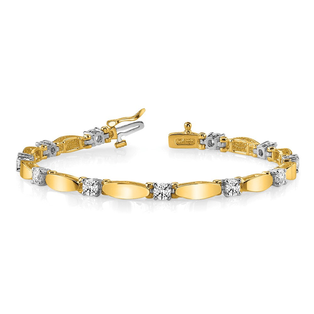 Two-tone Holds 2.75 carat 11- Round Diamond Curved Bar Link Tennis Bracelet Mounting - WBC