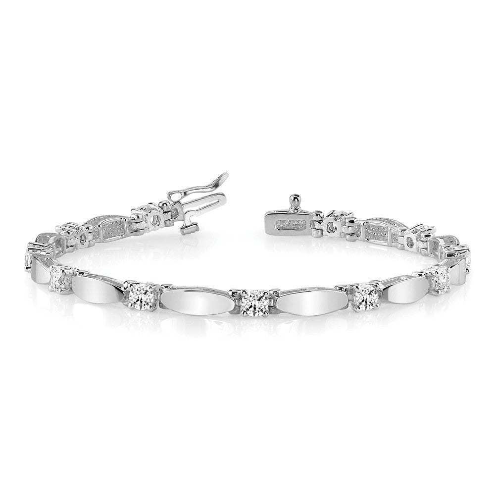 Holds 2.75 carat 11- Round Diamond Curved Bar Link Tennis Bracelet Mounting - WBC