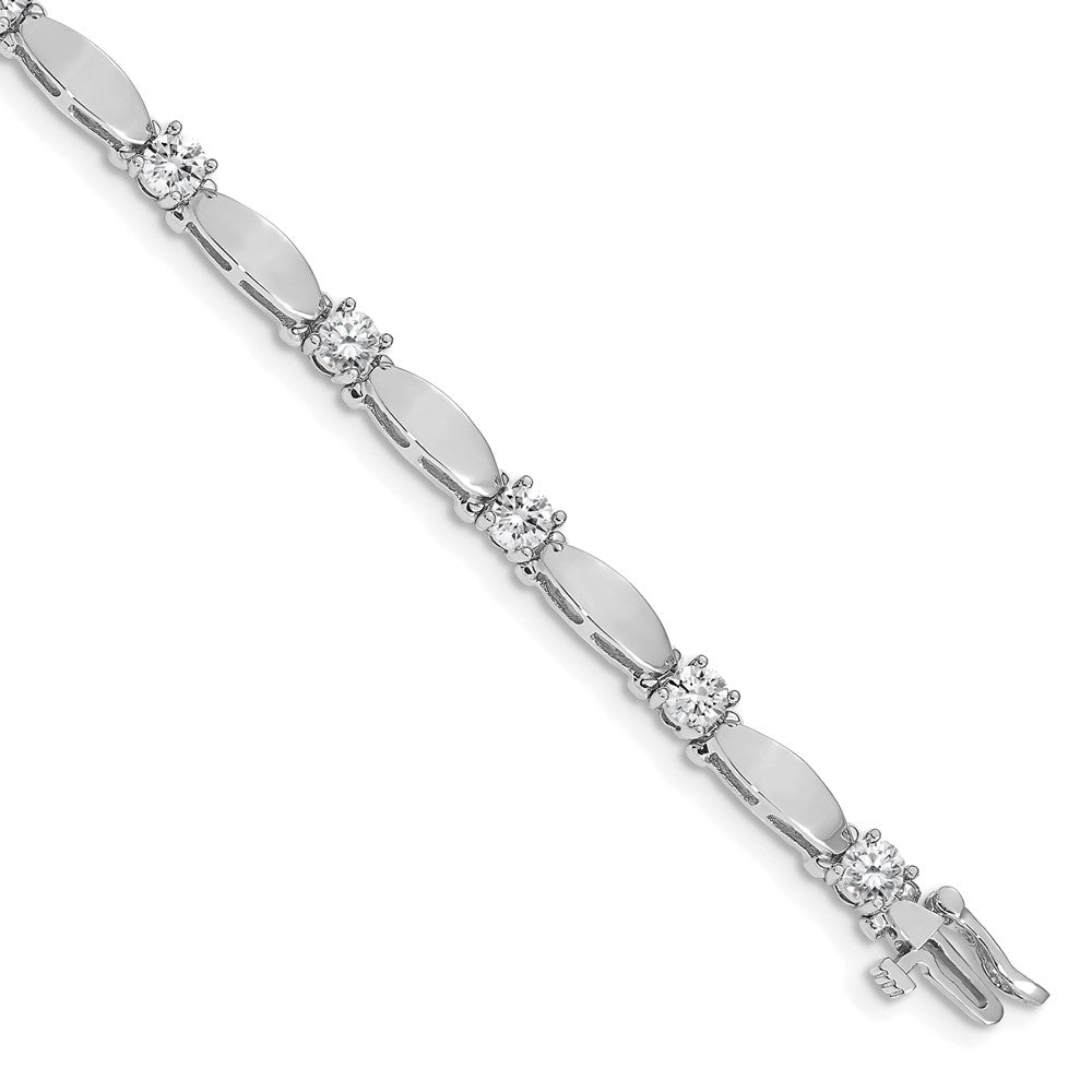 Holds 2.75 carat 11- Round Diamond Curved Bar Link Tennis Bracelet Mounting - WBC