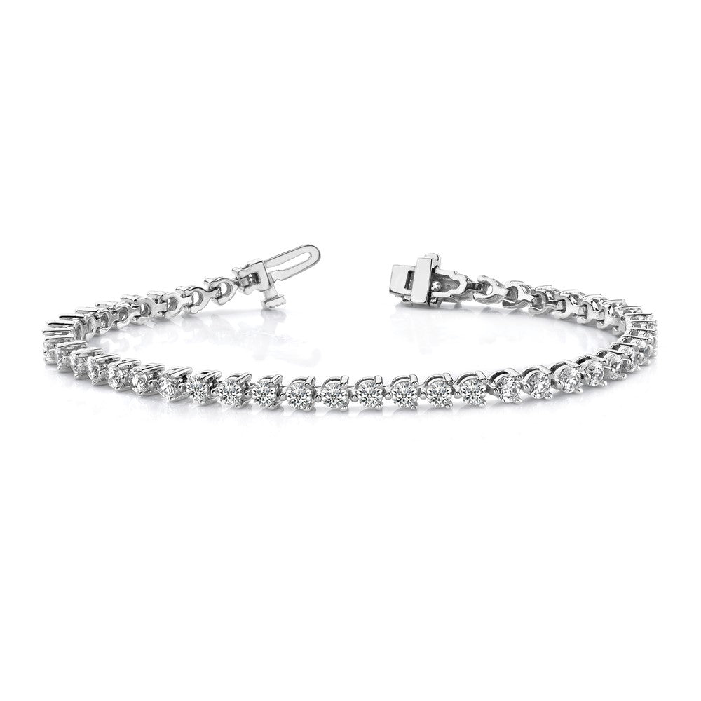 Holds 2.4 carat 59- Round Diamond 3-prong Tennis Bracelet Mounting - WBC