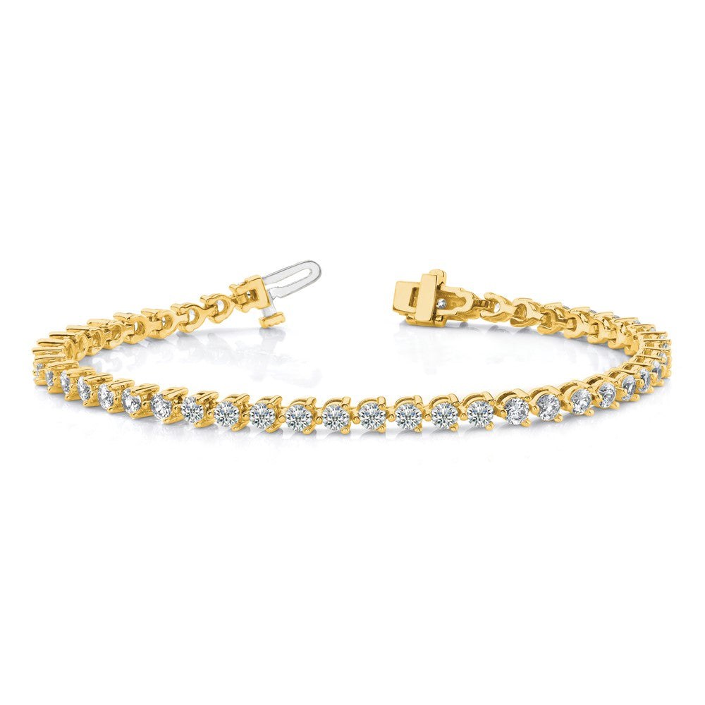 Holds 8.5 carat 37- Round Diamond 3-prong Tennis Bracelet Mounting - WBC
