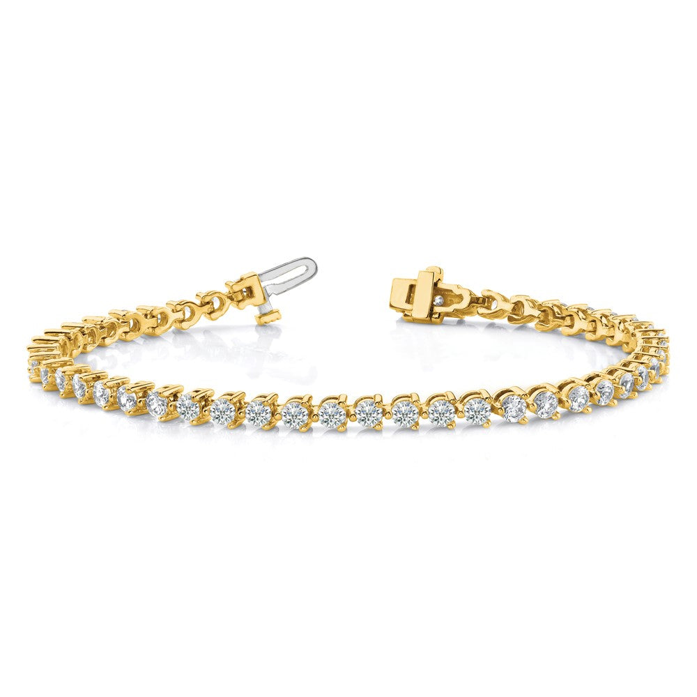 Holds 10.2 carat 34- Round Diamond 3-prong Tennis Bracelet Mounting - WBC