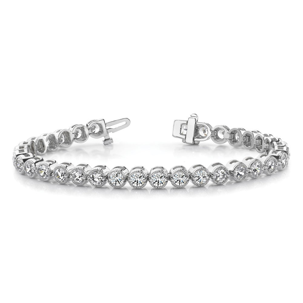 Holds 2.13 carat 61- Round Diamond 2-prong Tennis Bracelet Mounting - WBC