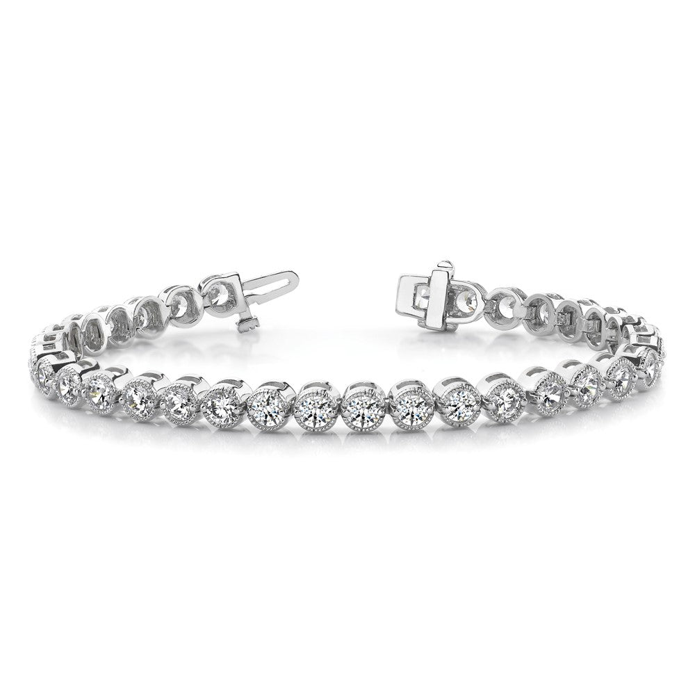 Holds 2.13 carat 61- Round Diamond 2-prong Tennis Bracelet Mounting - WBC