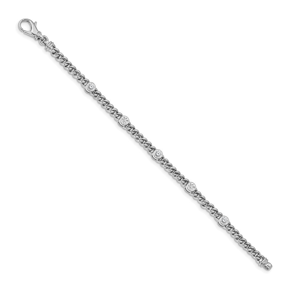 Holds 1 carat 5- Round Diamond Bezel Curb Link Bracelet Mounting - WBC