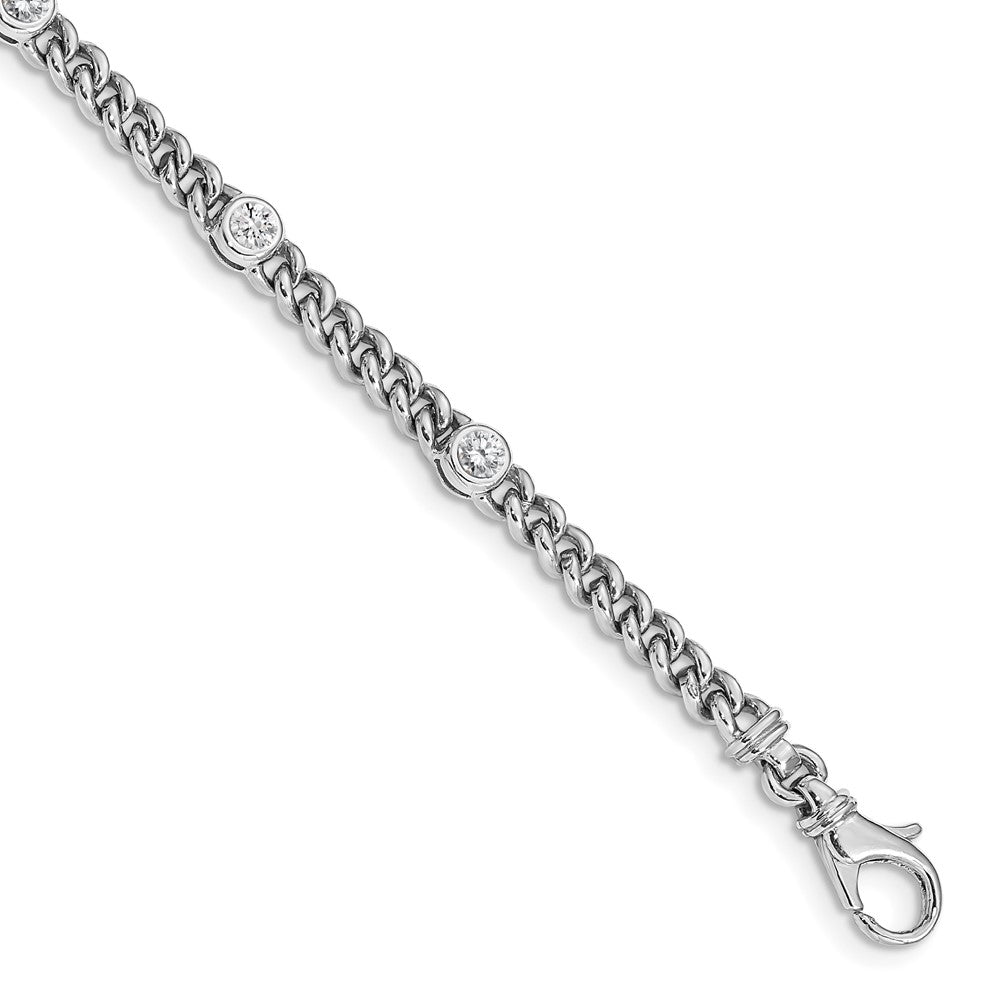 Holds 1 carat 5- Round Diamond Bezel Curb Link Bracelet Mounting - WBC