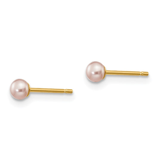 3- Purple Button Freshwater Cultured Pearl Stud Post Earrings - WBC
