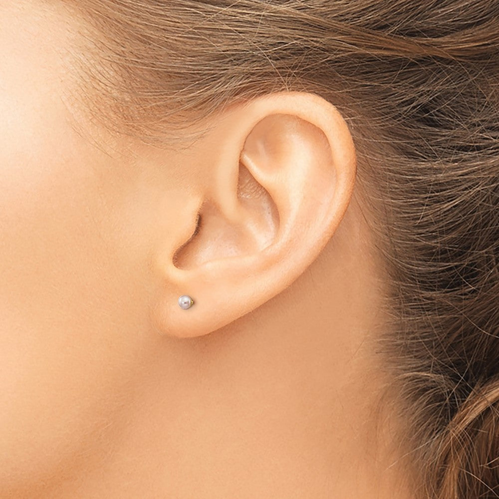 3- Purple Button Freshwater Cultured Pearl Stud Post Earrings - WBC