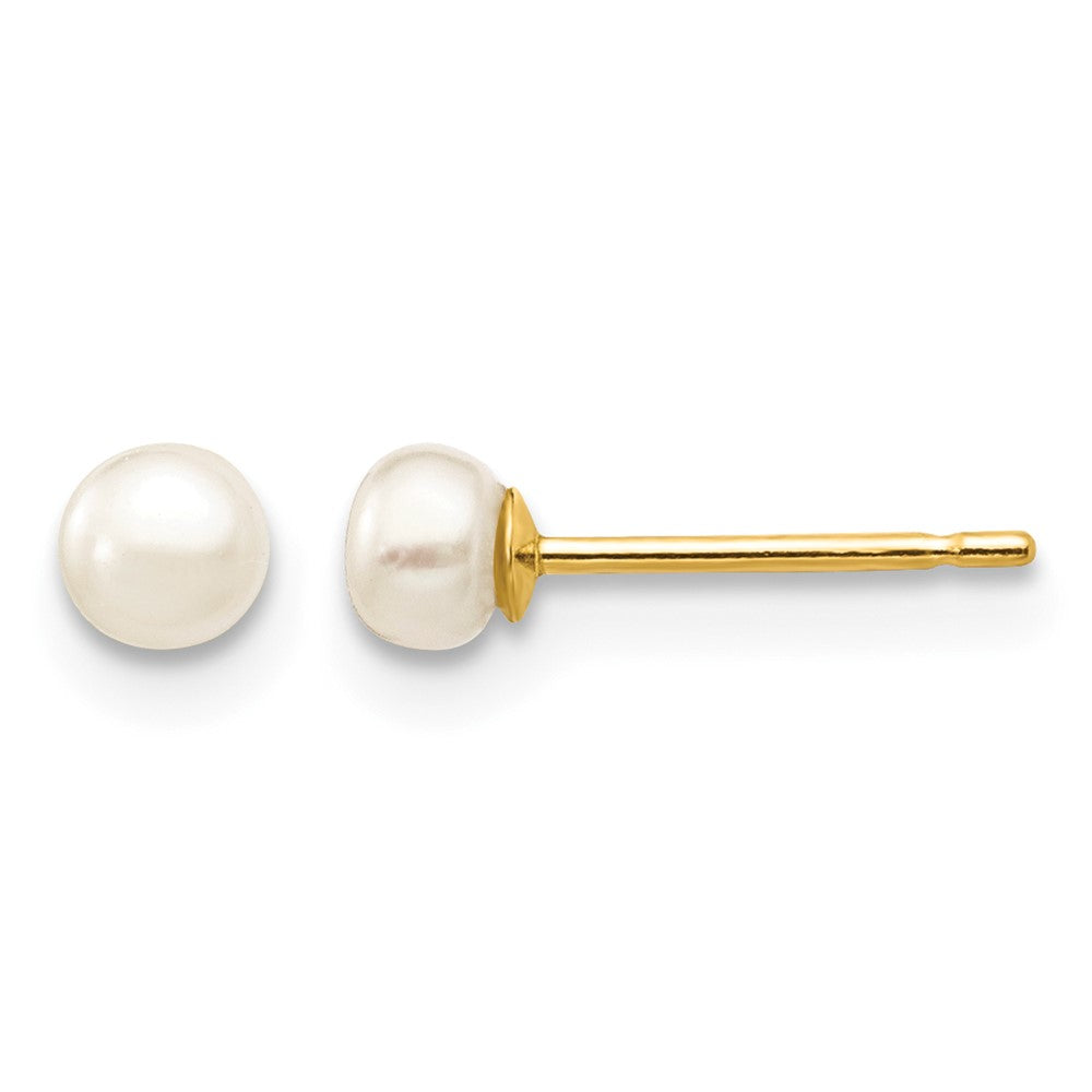 3- Button Freshwater Cultured Pearl Stud Post Earrings - WBC