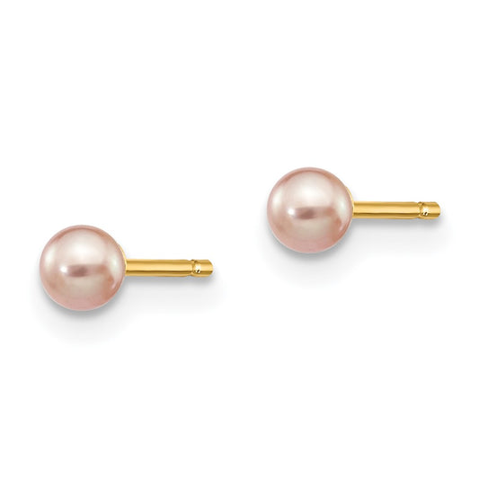 3- Purple Round Freshwater Cultured Pearl Stud Post Earrings - WBC