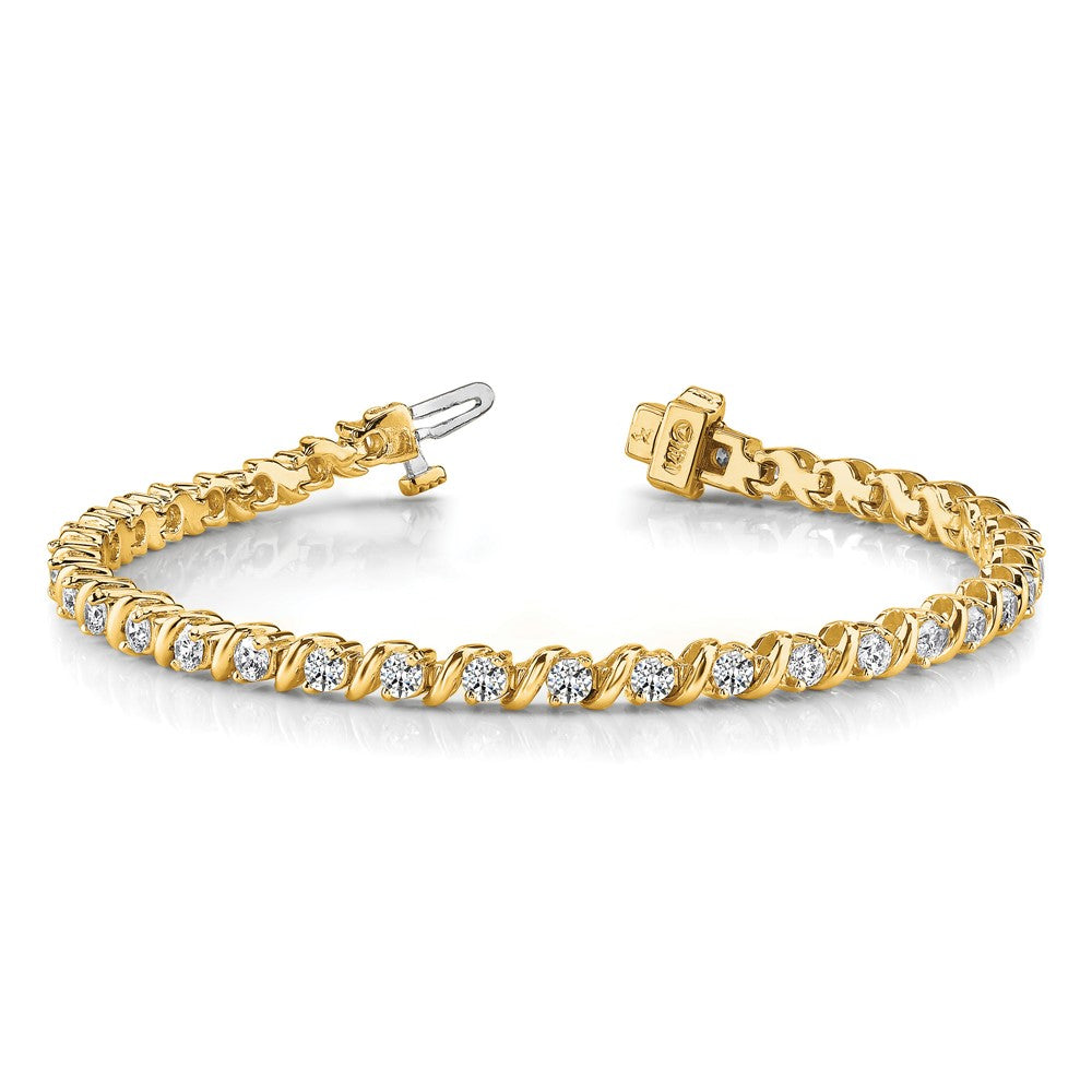 Complete 2 carat Round AA Diamond Swirled 2-prong Tennis Bracelet - WBC
