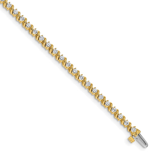 Complete 2 carat Round AA Diamond Swirled 2-prong Tennis Bracelet - WBC