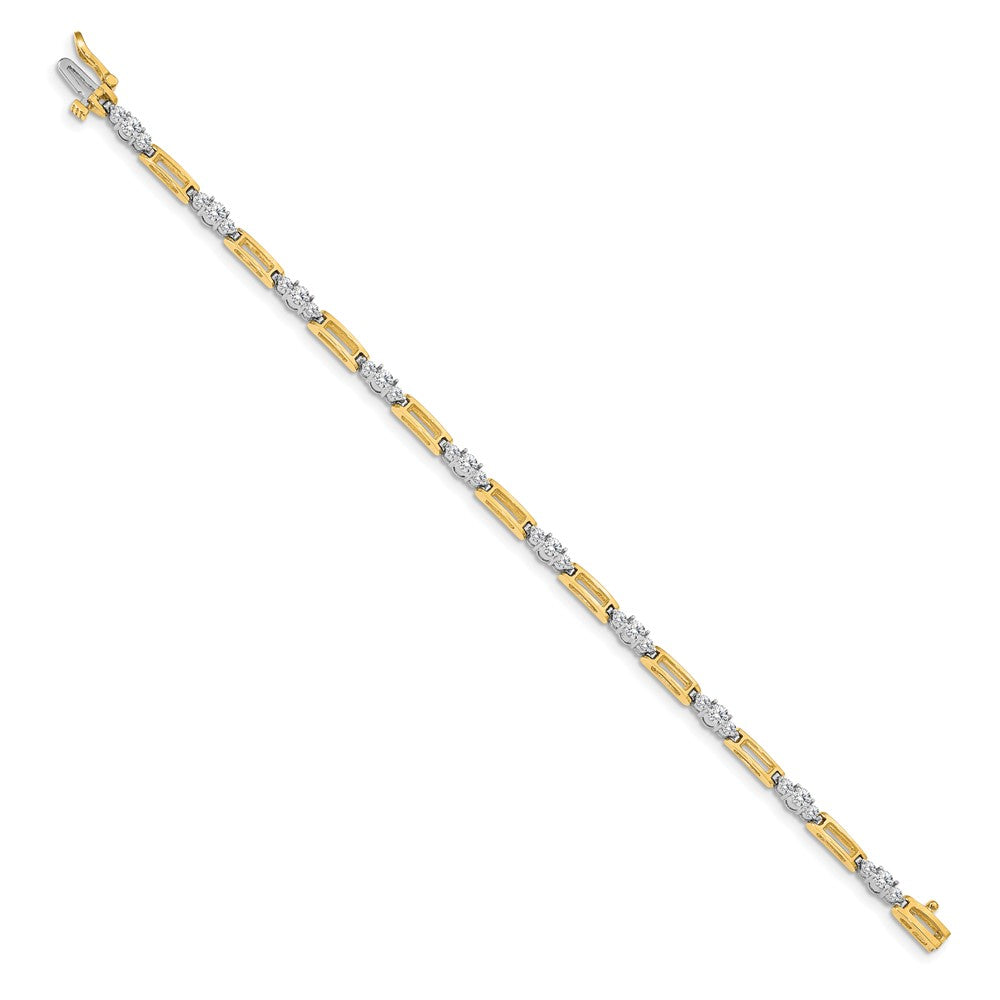 Two-Tone Holds 2.1 carat 20-/10- Round Diamond Bar Link Tennis Bracelet Mounting - WBC