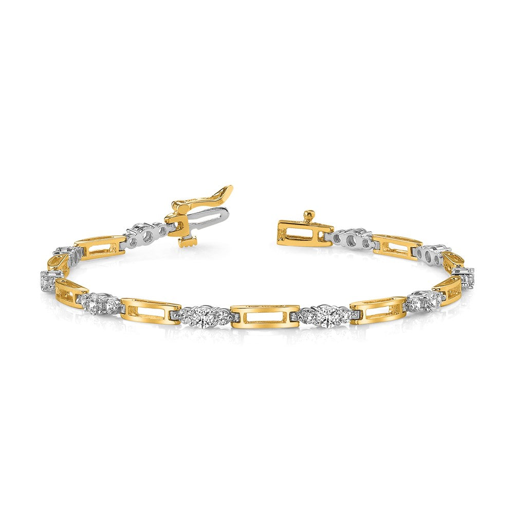Two-Tone Holds 2.1 carat 20-/10- Round Diamond Bar Link Tennis Bracelet Mounting - WBC