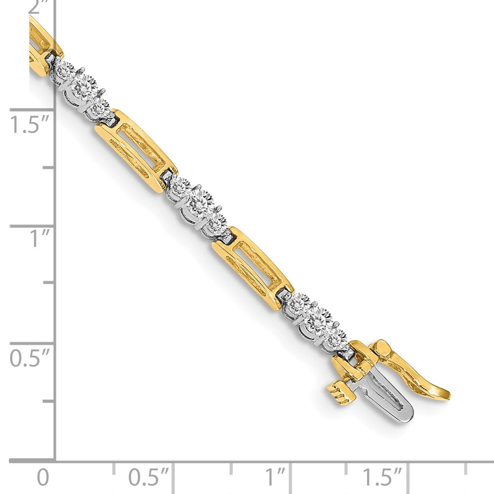 Two-Tone Holds 2.1 carat 20-/10- Round Diamond Bar Link Tennis Bracelet Mounting - WBC
