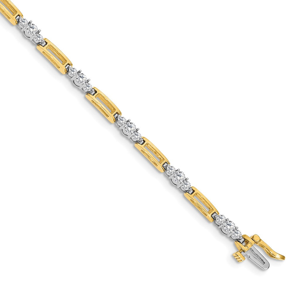 Two-Tone Holds 2.1 carat 20-/10- Round Diamond Bar Link Tennis Bracelet Mounting - WBC