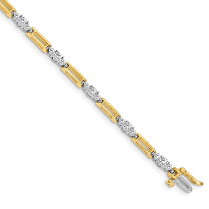 Two-Tone Holds 2.1 carat 20-/10- Round Diamond Bar Link Tennis Bracelet Mounting - WBC