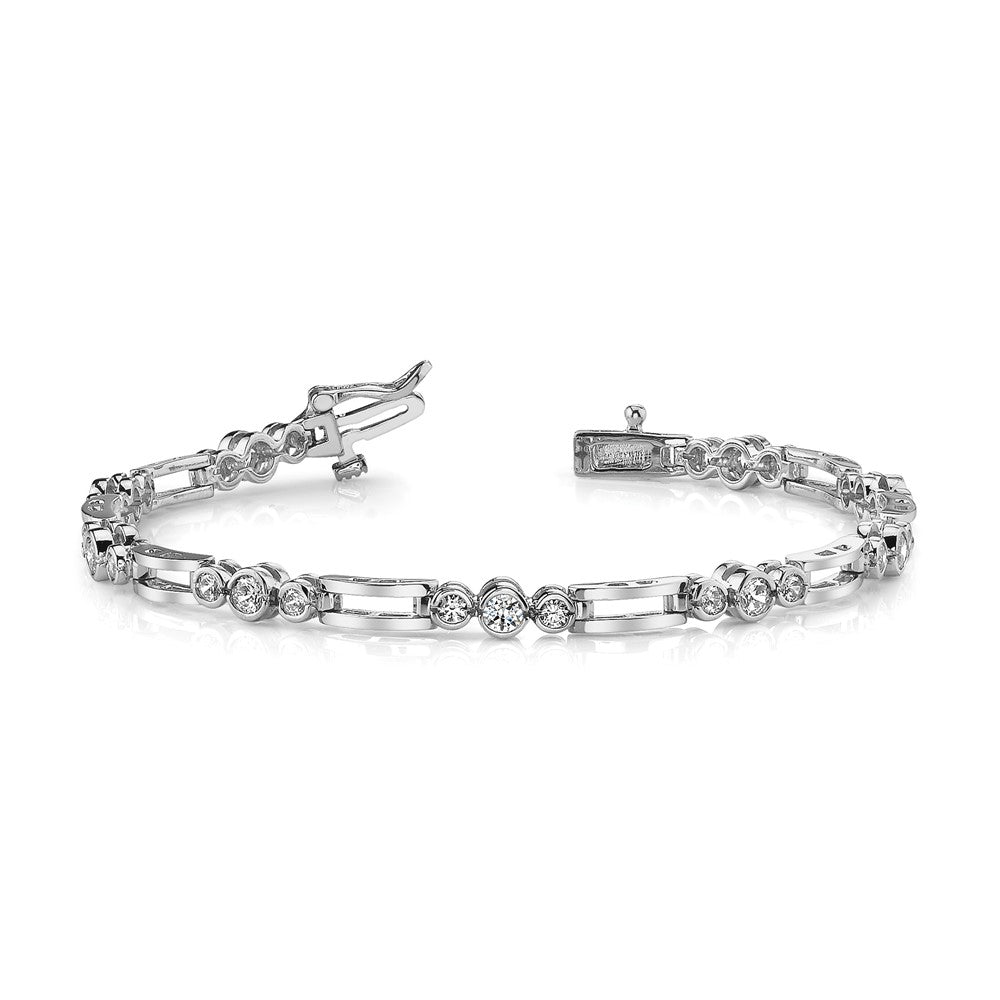 Holds 1 carat 18-/9- Round Diamond Bezel Paperclip Link Tennis Bracelet Mounting - WBC