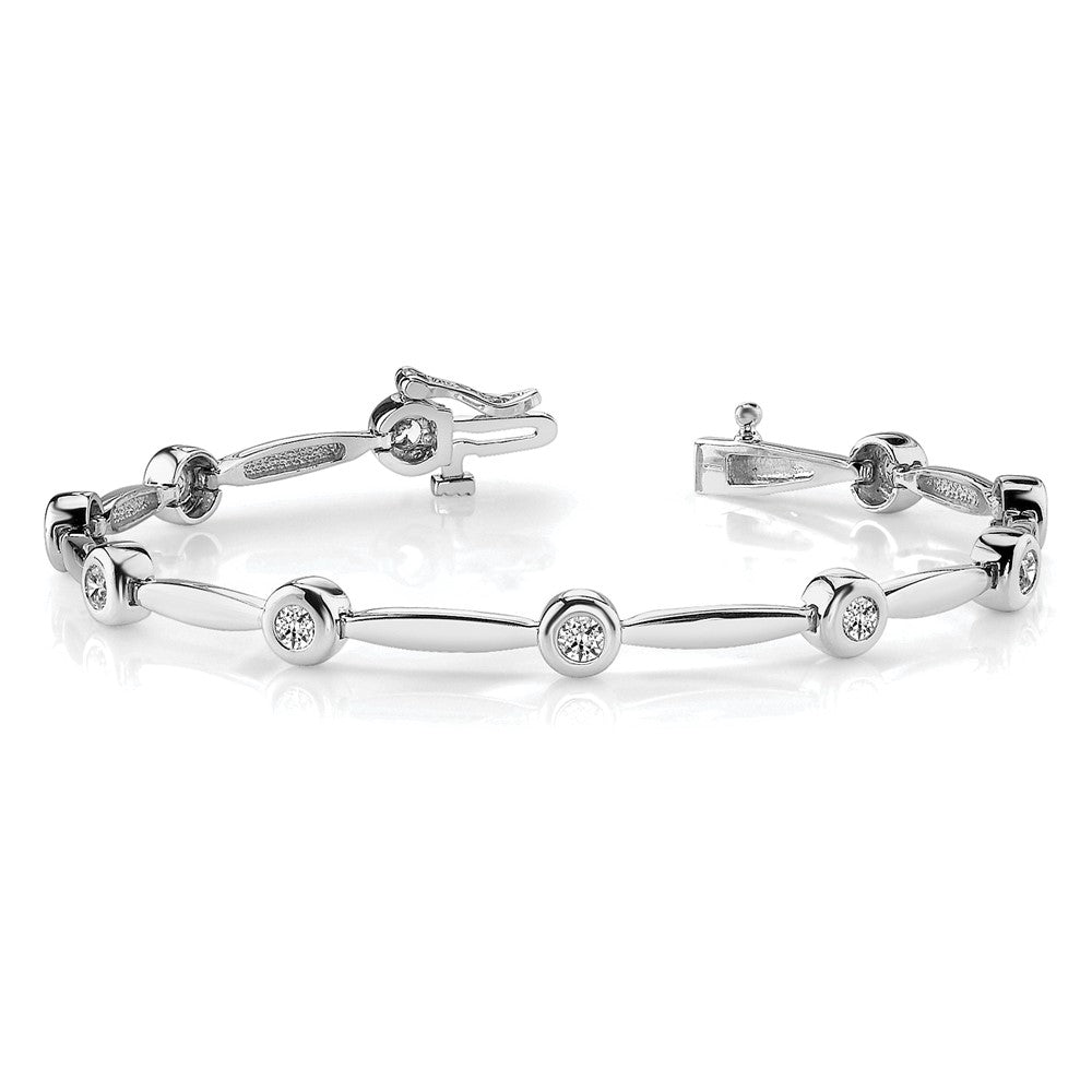 Holds 1/2 carat 11- Round Diamond Bezel Curved Bar Link Bracelet Mounting - WBC