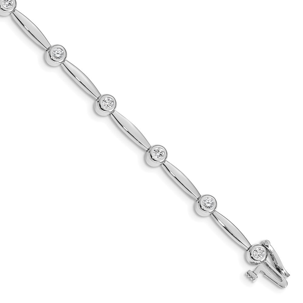 Holds 1/2 carat 11- Round Diamond Bezel Curved Bar Link Bracelet Mounting - WBC