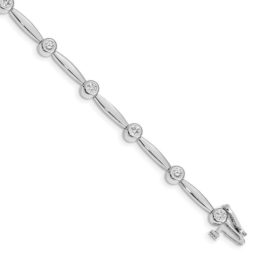 Holds 1/2 carat 11- Round Diamond Bezel Curved Bar Link Bracelet Mounting - WBC