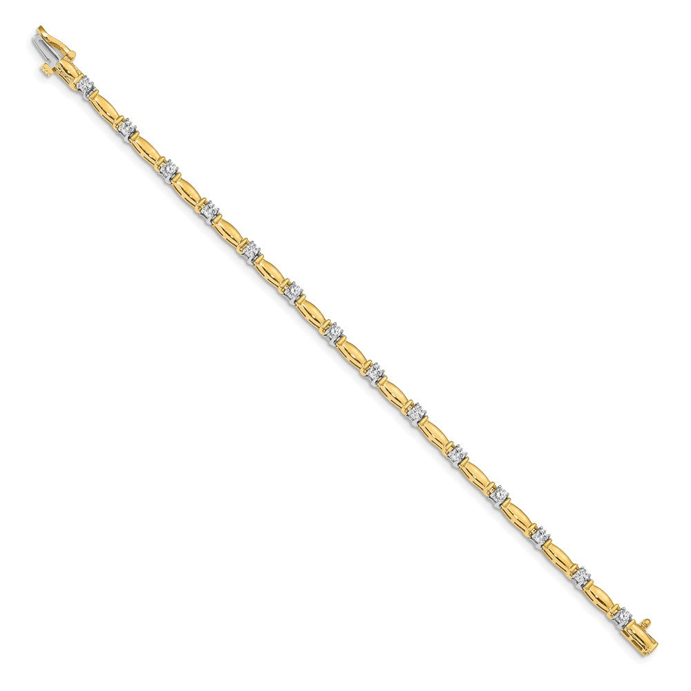 Two-tone Holds 1 carat 14- Round Diamond Curved Bar Link Tennis Bracelet Mounting - WBC
