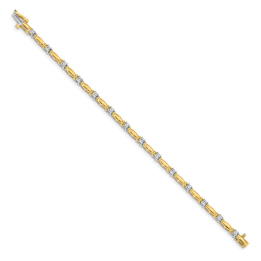 Two-tone Holds 1 carat 14- Round Diamond Curved Bar Link Tennis Bracelet Mounting - WBC